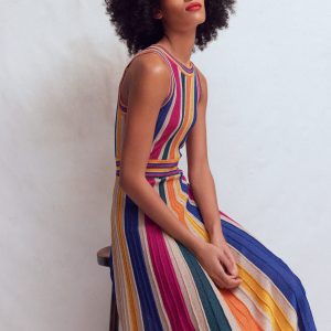 Metallic Multi Stripe Dress-Metallic Multi Stripe