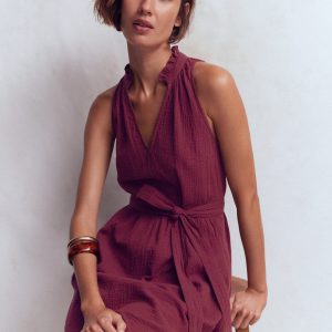 Viv Double Cloth Short Dress-Deep Wisteria