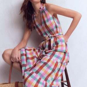 Viv Double Cloth Maxi Dress-Multi Check