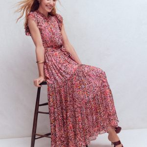 High Neck Sleeveless Dress-Multi Leopard Flow