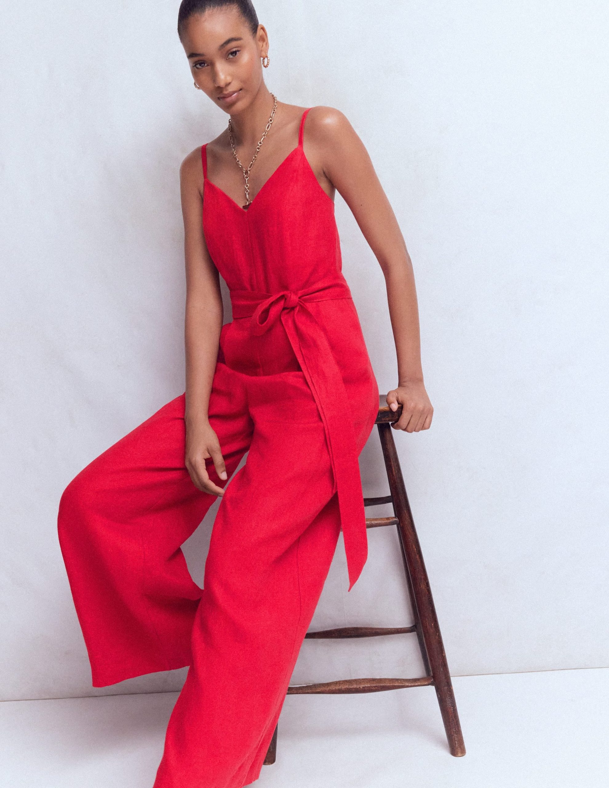 Linen Strappy Jumpsuit-Salsa - Image 4