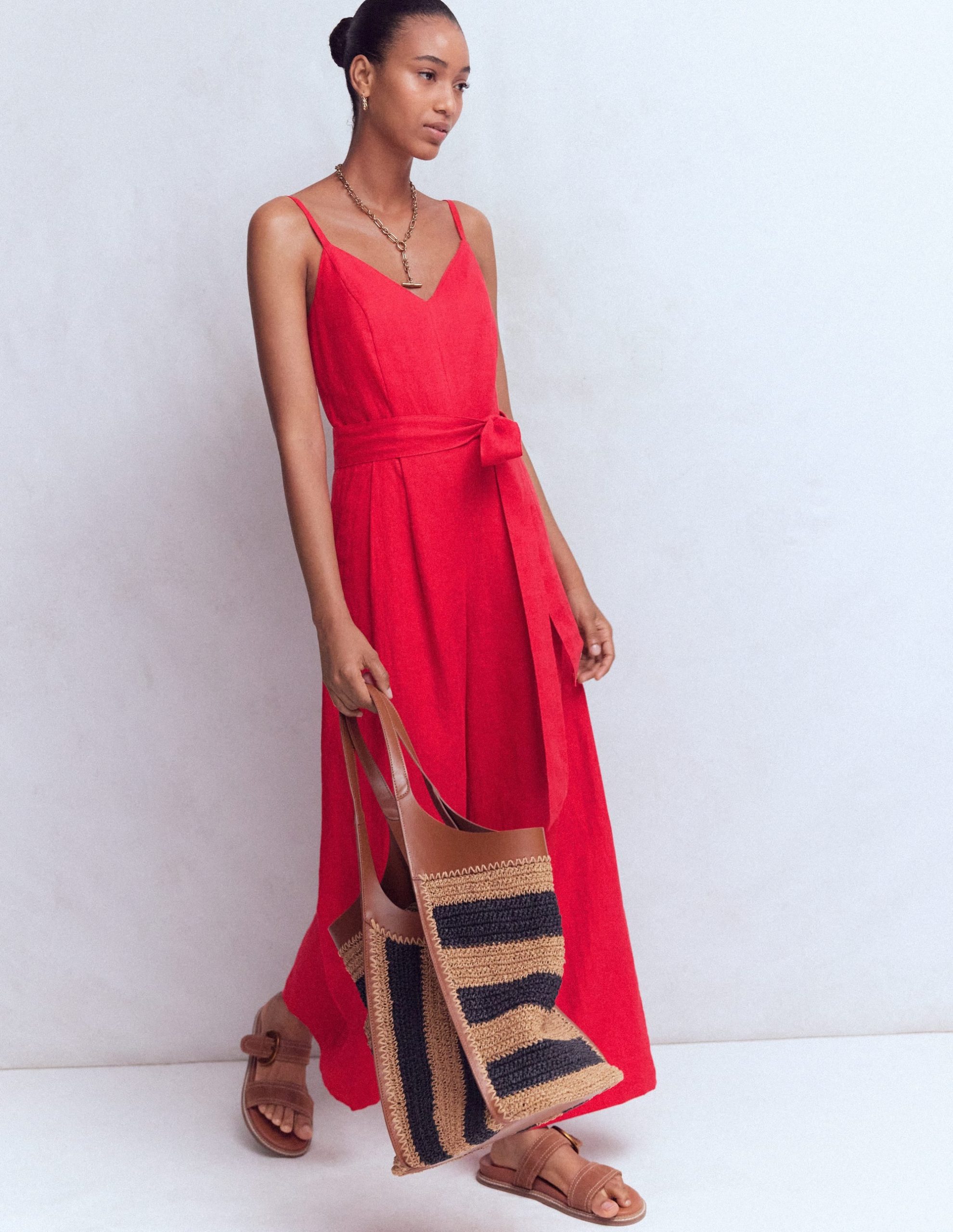 Linen Strappy Jumpsuit-Salsa - Image 5