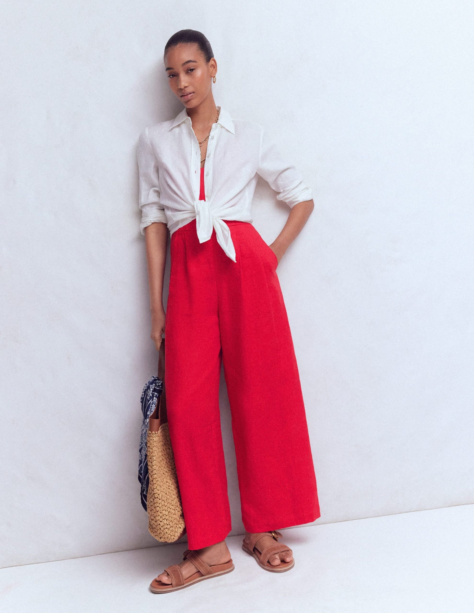 Linen Strappy Jumpsuit-Salsa - Image 6