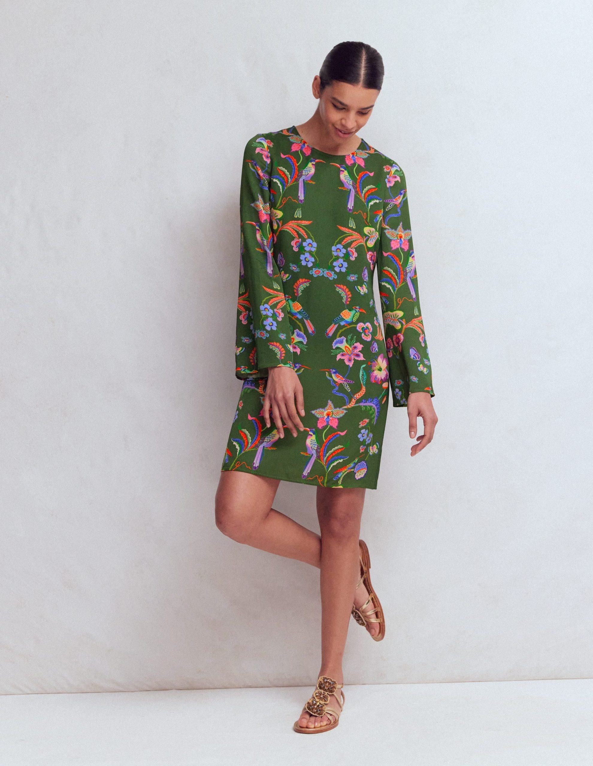 Flared Sleeve Shift Dress-Multi. Orchid Canopy - Image 4
