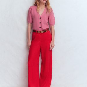 Hayley Cotton V-neck Cardigan-Dusty Rose