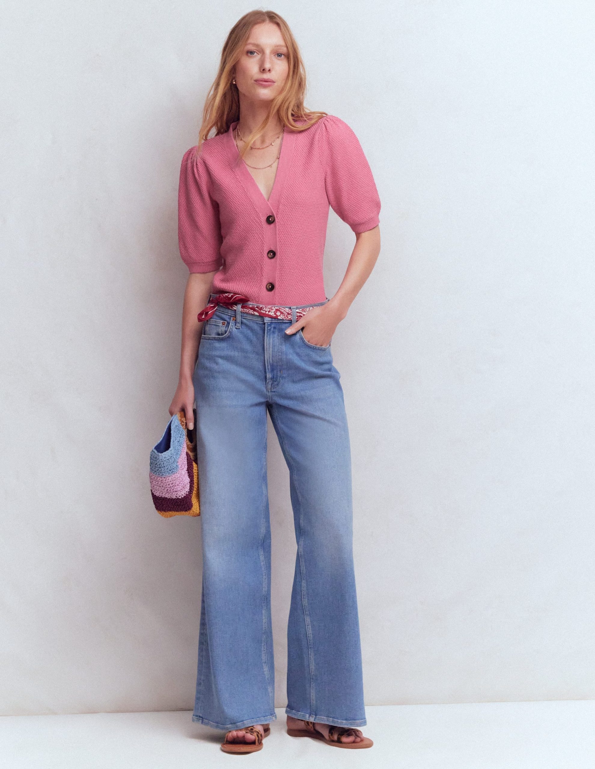 Hayley Cotton V-neck Cardigan-Dusty Rose - Image 4