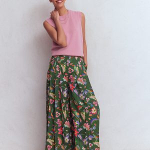 Regent Wide Leg Pants-Hunter Green. Orchid Canopy