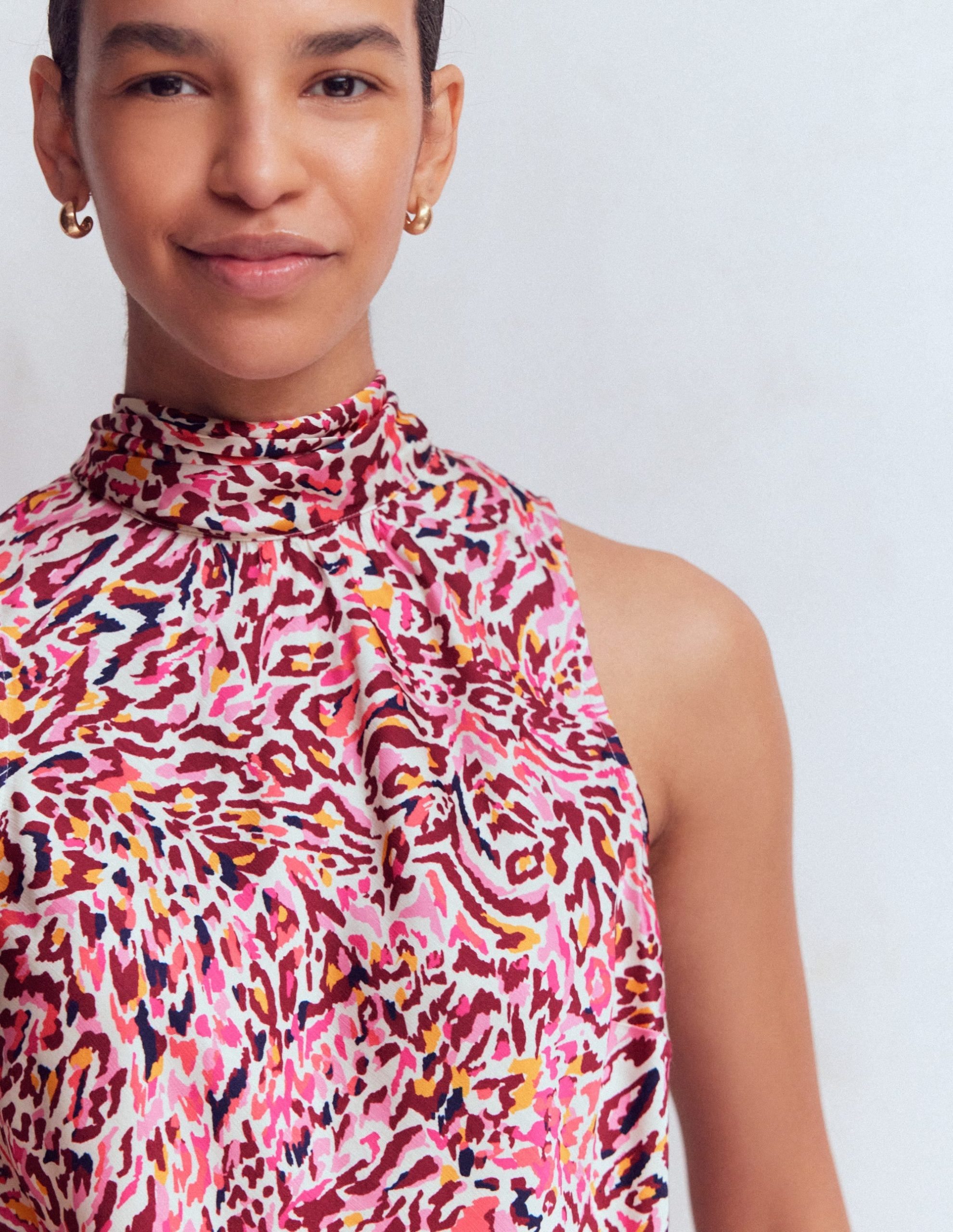 Satin Halterneck Top-Multi. Leopard Flow - Image 2