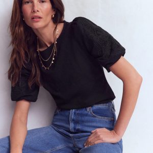 Tape Lace T-shirt-Black
