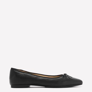 Point Flexi Sole Flats-Black Tumble Leather