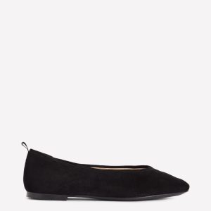 High Cut Ballet Flats-Black