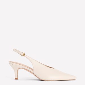 High Cut Slingback Court-Ecru
