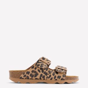 Lyla Printed Buckle Sliders-Leopard