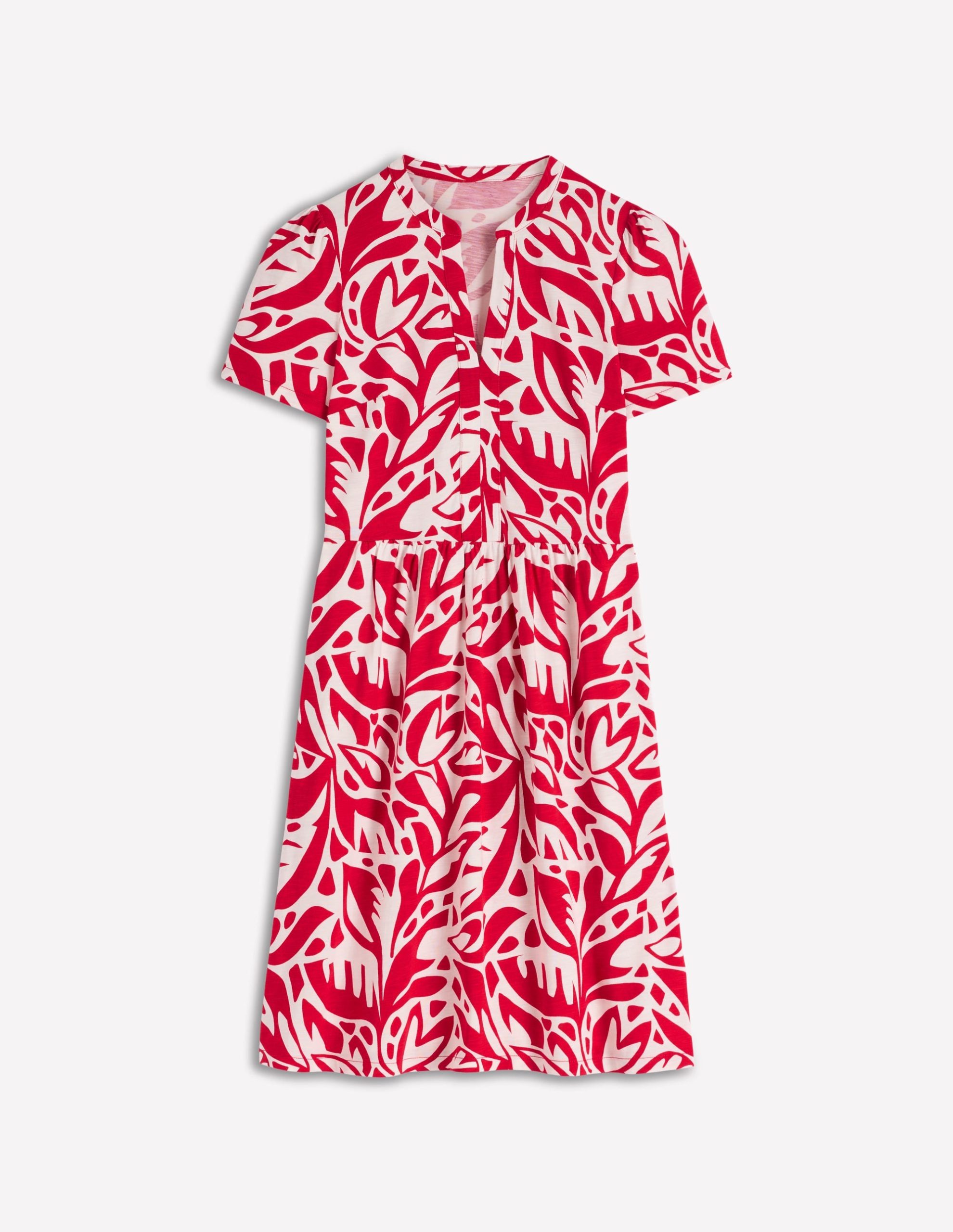 Naomi Short Sleeve Dress-Merida Red. Leafy Cascade Mono - Image 5