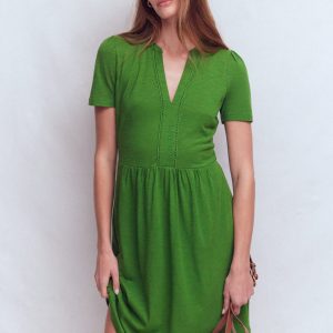 Naomi Short Sleeve Dress-Promenade Green