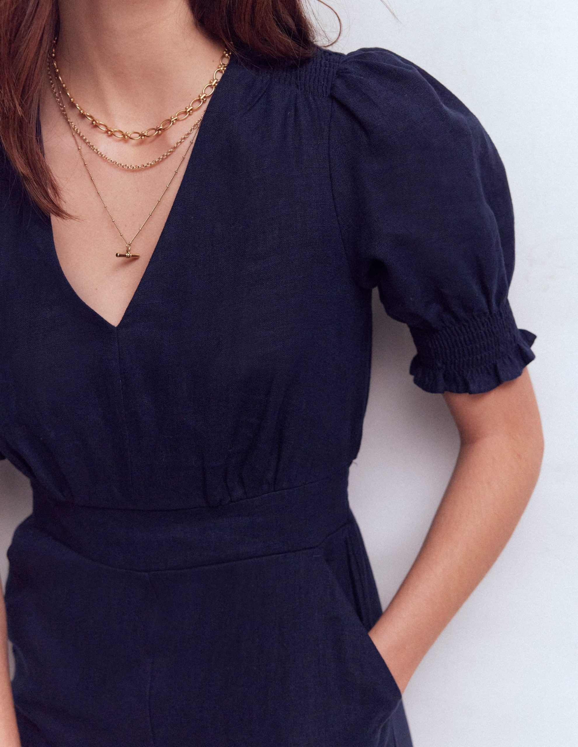 Anna Linen Jumpsuit-Navy - Image 2