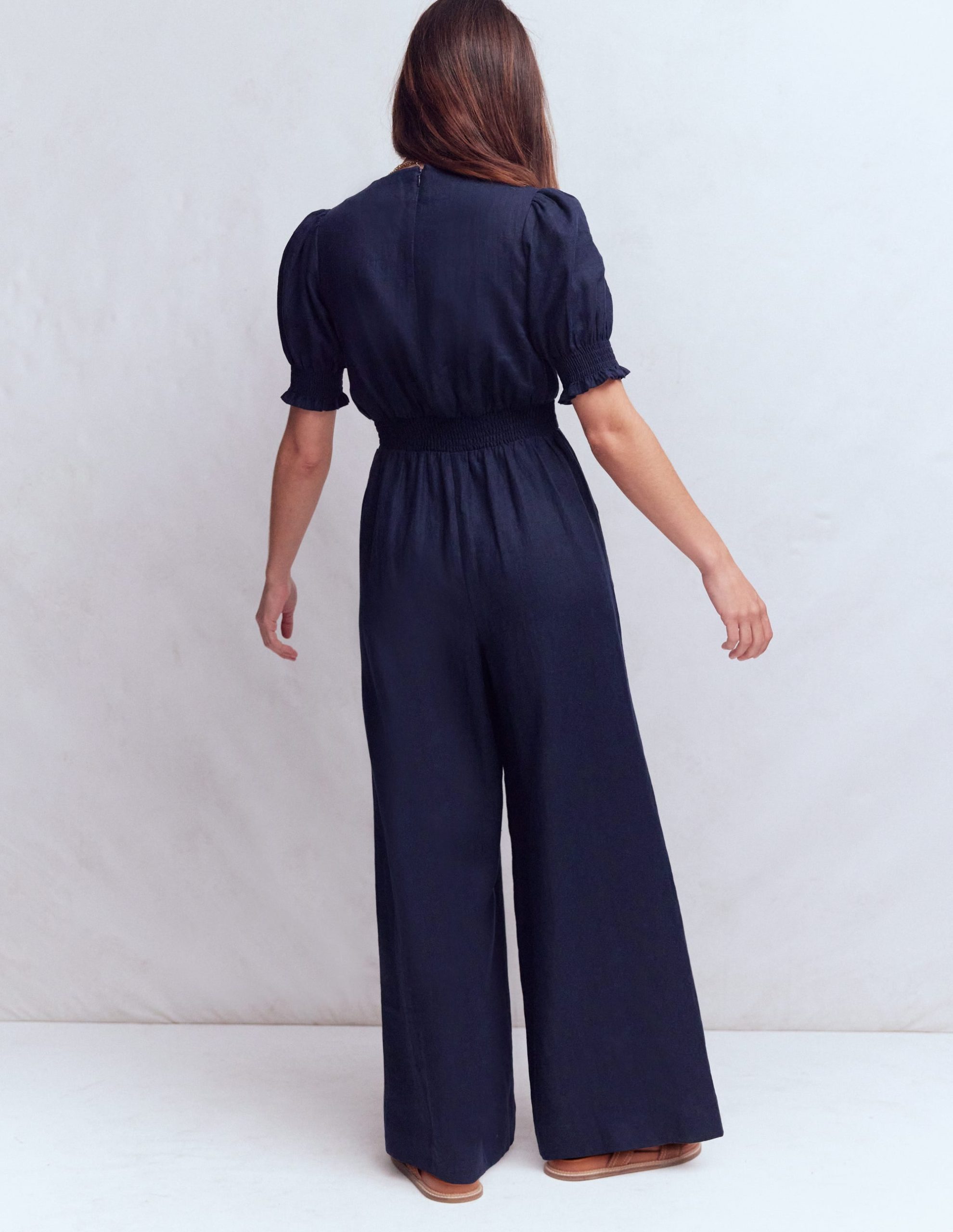 Anna Linen Jumpsuit-Navy - Image 3