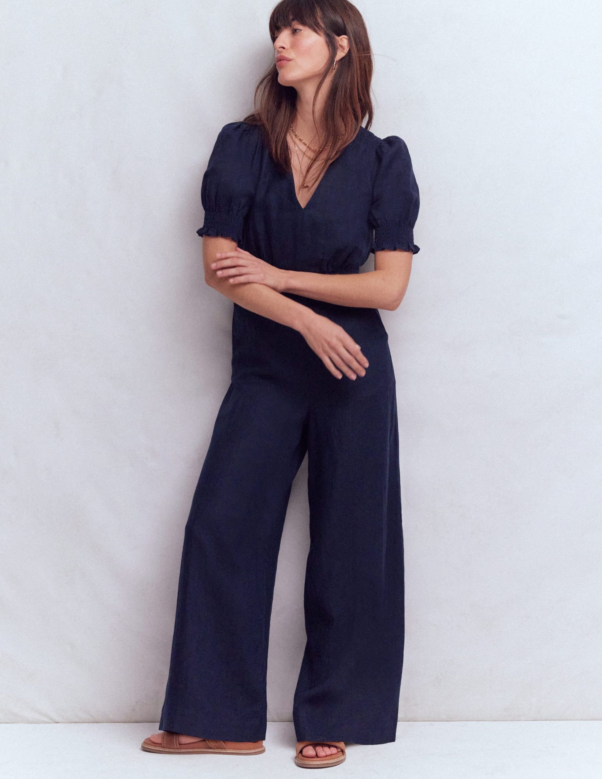 Anna Linen Jumpsuit-Navy - Image 4