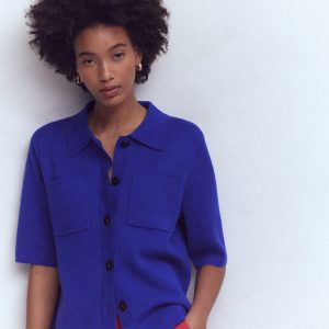Short Sleeve Knit Shirt-Bright Blue