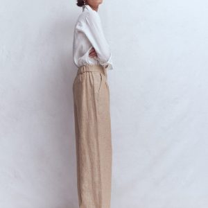 Kensington Linen Pants-Cappuccino Chambray