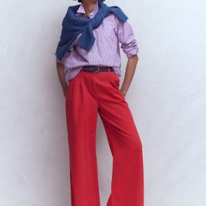 Kensington Wide Leg Pants-Poppy Red