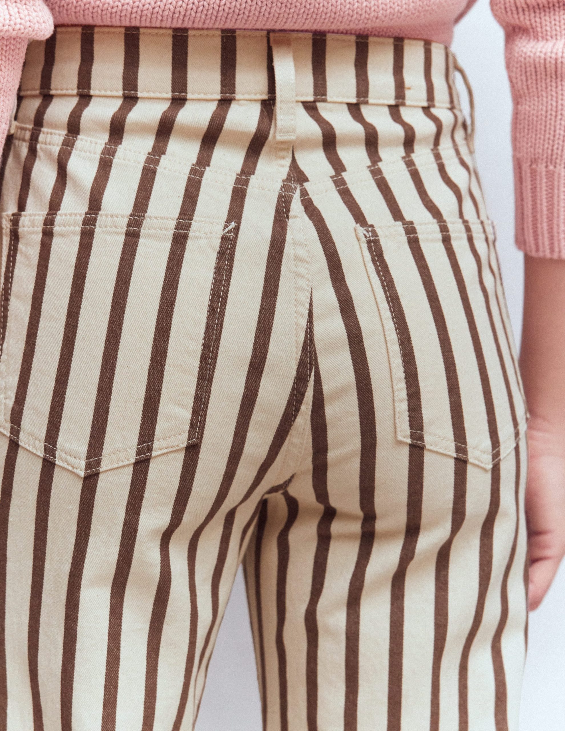 High Rise Straight Jeans-Brown Ecru Stripe - Image 5