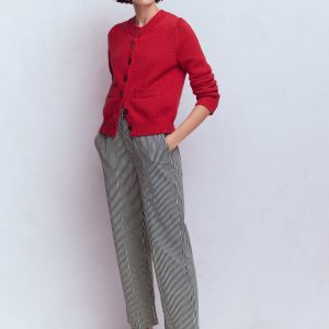 Straight Leg Chino Pants-Blue and Ivory Stripe