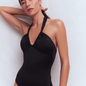 Minori Halter Tie Swimsuit-Black