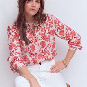 Rhea Trim  Insert Cotton Top-Pink. Elegant Blossom