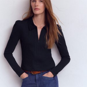 Zip Collar Supersoft Top-Navy