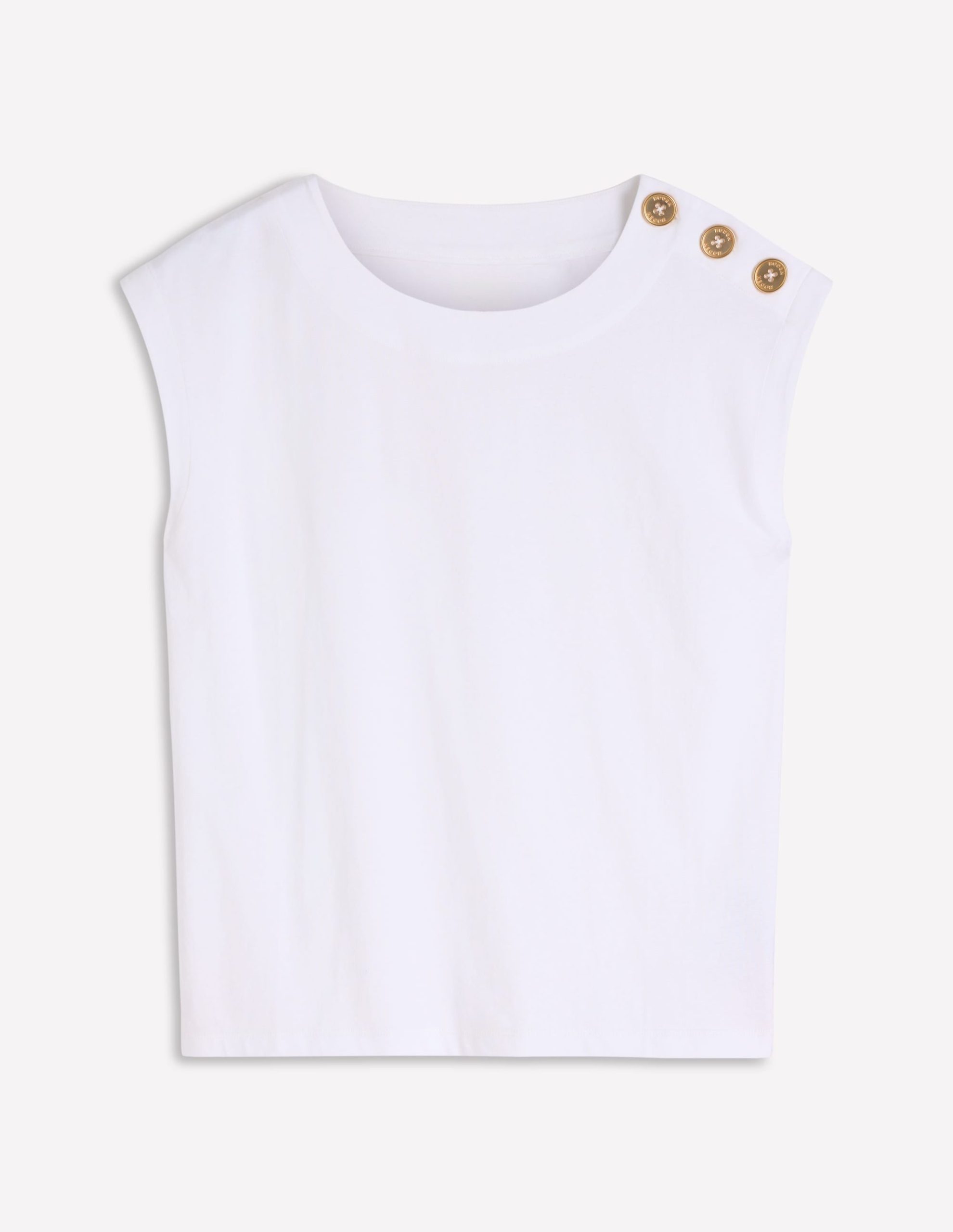 Button Detail T-Shirt-White - Image 5