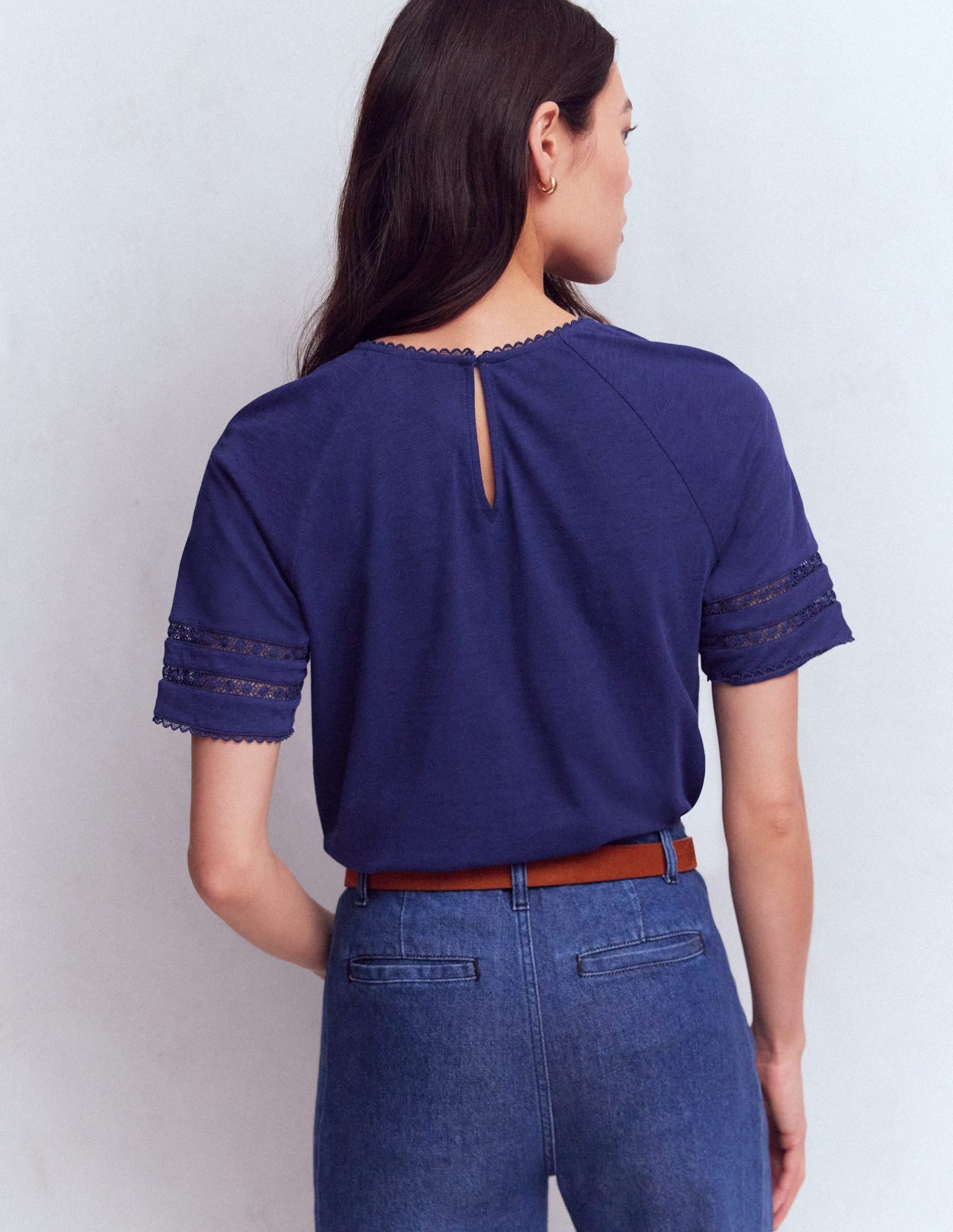 Poppy Trim Crew T-shirt-Blue Twilight - Image 3