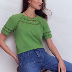 Poppy Trim Crew T-shirt-Bright Emerald