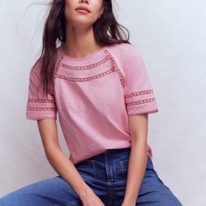 Poppy Trim Crew T-shirt-Pink Dolphin