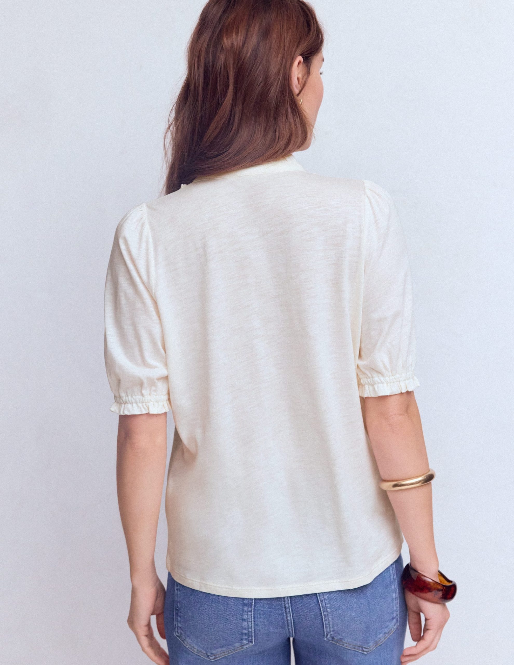 Eda Ruffle Front Shirt-Ivory - Image 3