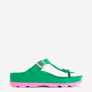 Lyla Toe Post Sandals-Green/Pink