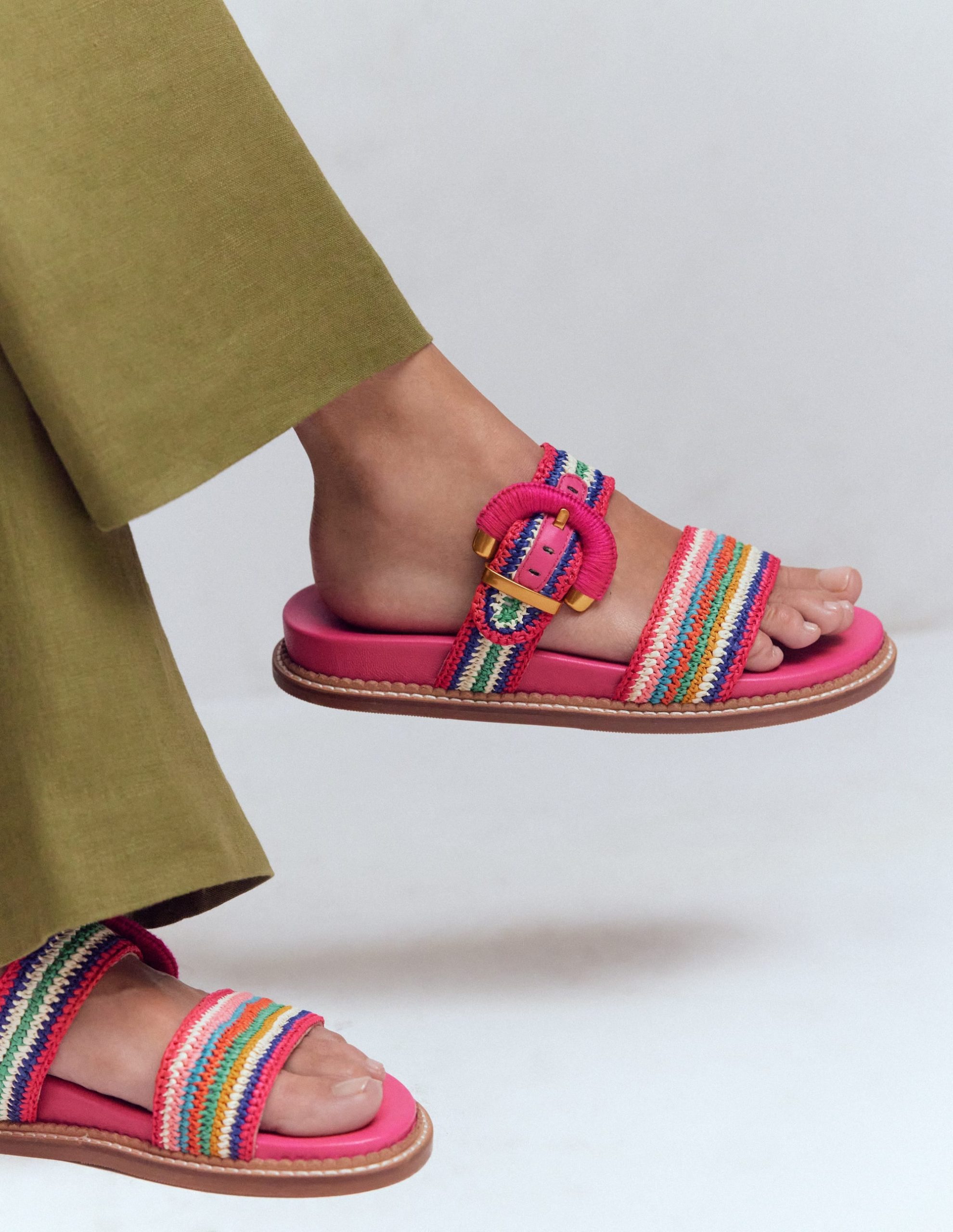 Caryl Double Strap Sandals-Multi Stripe - Image 2