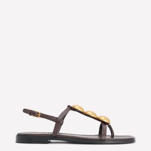 Disc Flat Sandals-Dark Chocolate