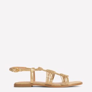 Multi Strap Knot Sandal-Gold