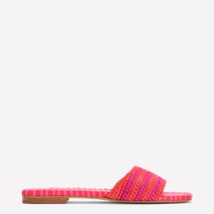 Trim Detail Flat Sandal-Pink Peony/Orange Stripe