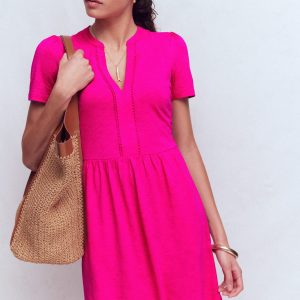 Naomi Short Sleeve Dress-Pink Peony