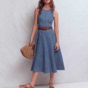 Annet Denim Midi Dress-Mid Vintage