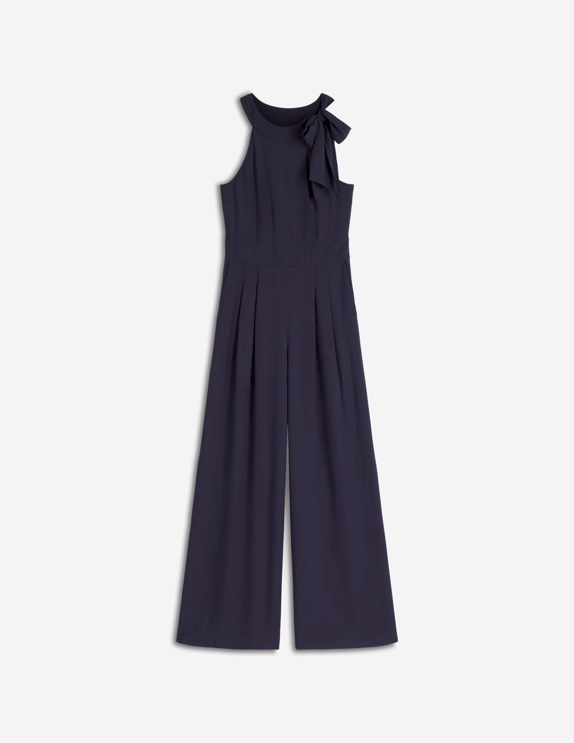 Tie Halter Neck Jumpsuit-Navy - Image 6