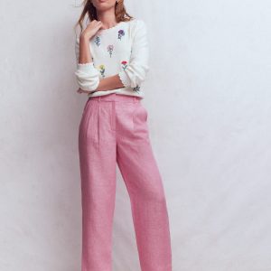 Bloomsbury Linen Pants-Meadowsweet Pink Chambray