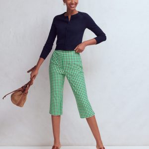 Capri Pants-Rich Emerald. Gingham