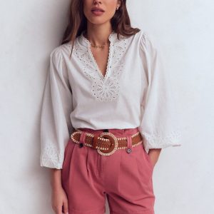 Paperbag Linen Belted Shorts-Cherry Blush