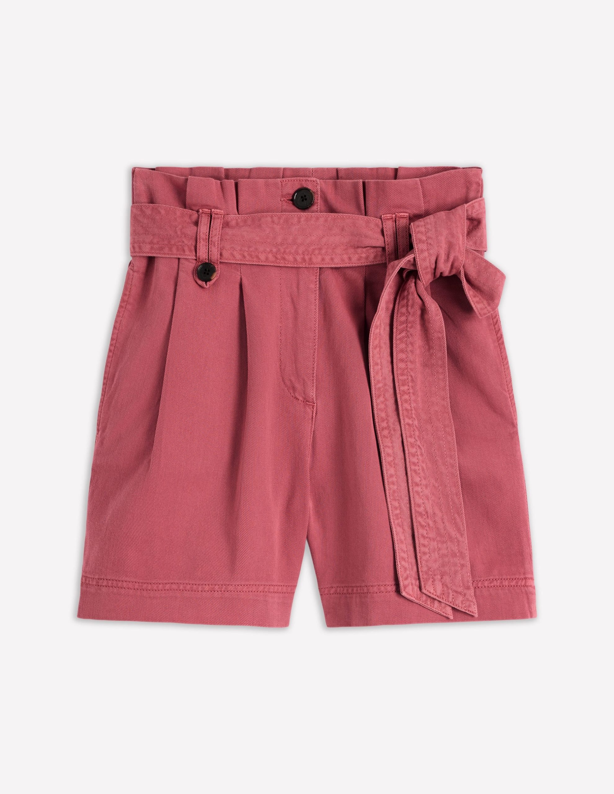 Paperbag Linen Belted Shorts-Cherry Blush - Image 6