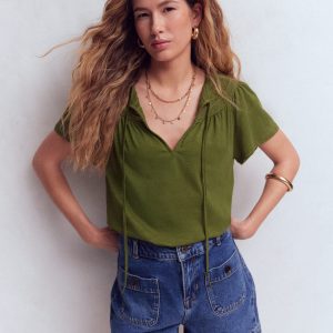 Edi Trim Detail T-shirt-Olive