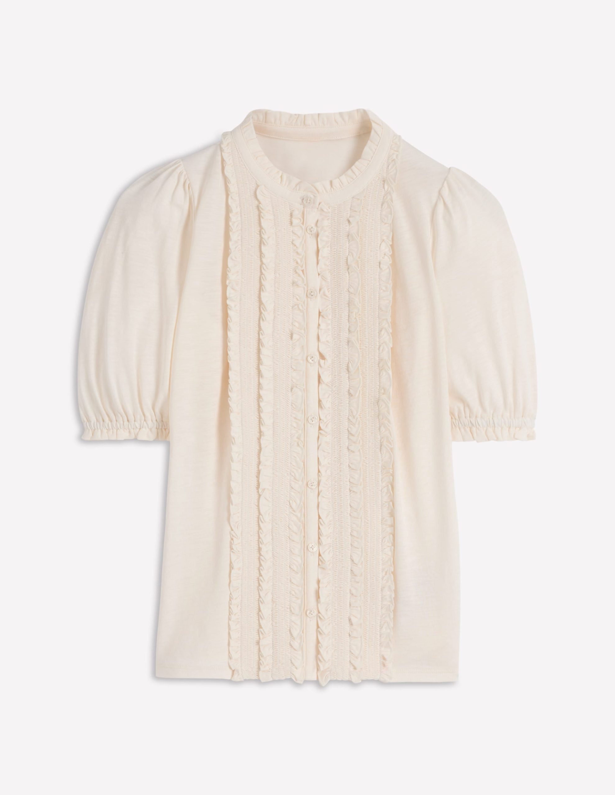 Eda Ruffle Front Shirt-Ivory - Image 5