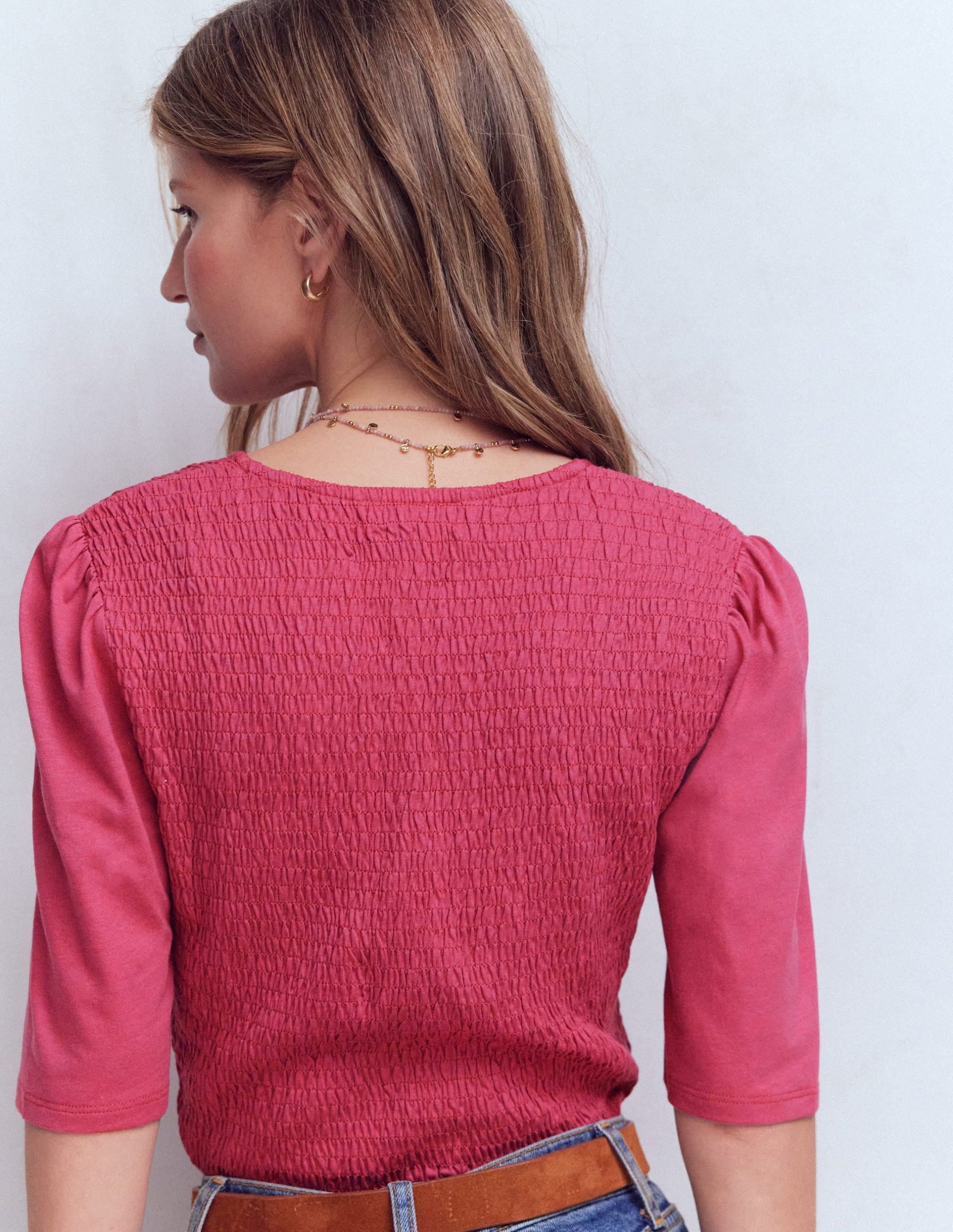 Smocked V Neck Top-Malaga - Image 3